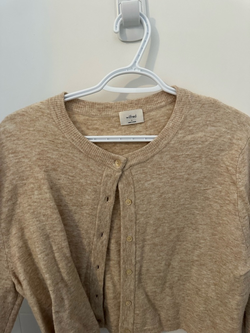 Wilfred Beige Button-Front Crewneck Cardigan
